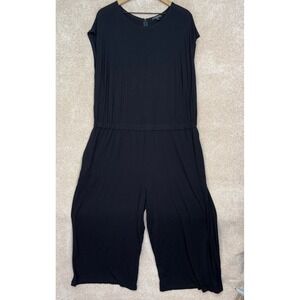 Eileen Fisher Wide Leg Jumpsuit‎ Size 2X Black Crop Jersey Stretch Comfortable